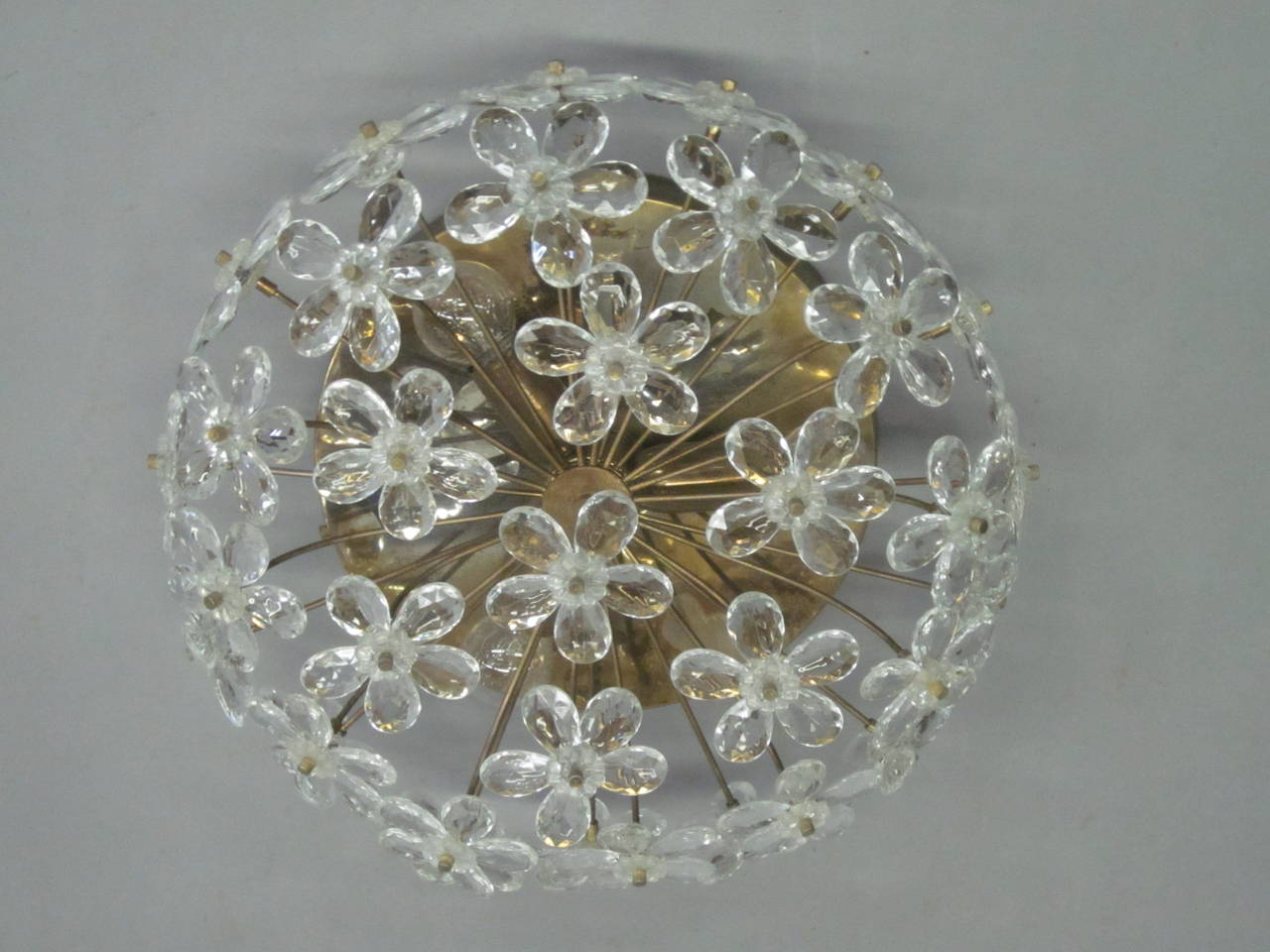 3 Italienische Murano Glas/Kristall Floral Flush Mount Armaturen aus der Mitte des Jahrhunderts im Zustand „Gut“ im Angebot in New York, NY