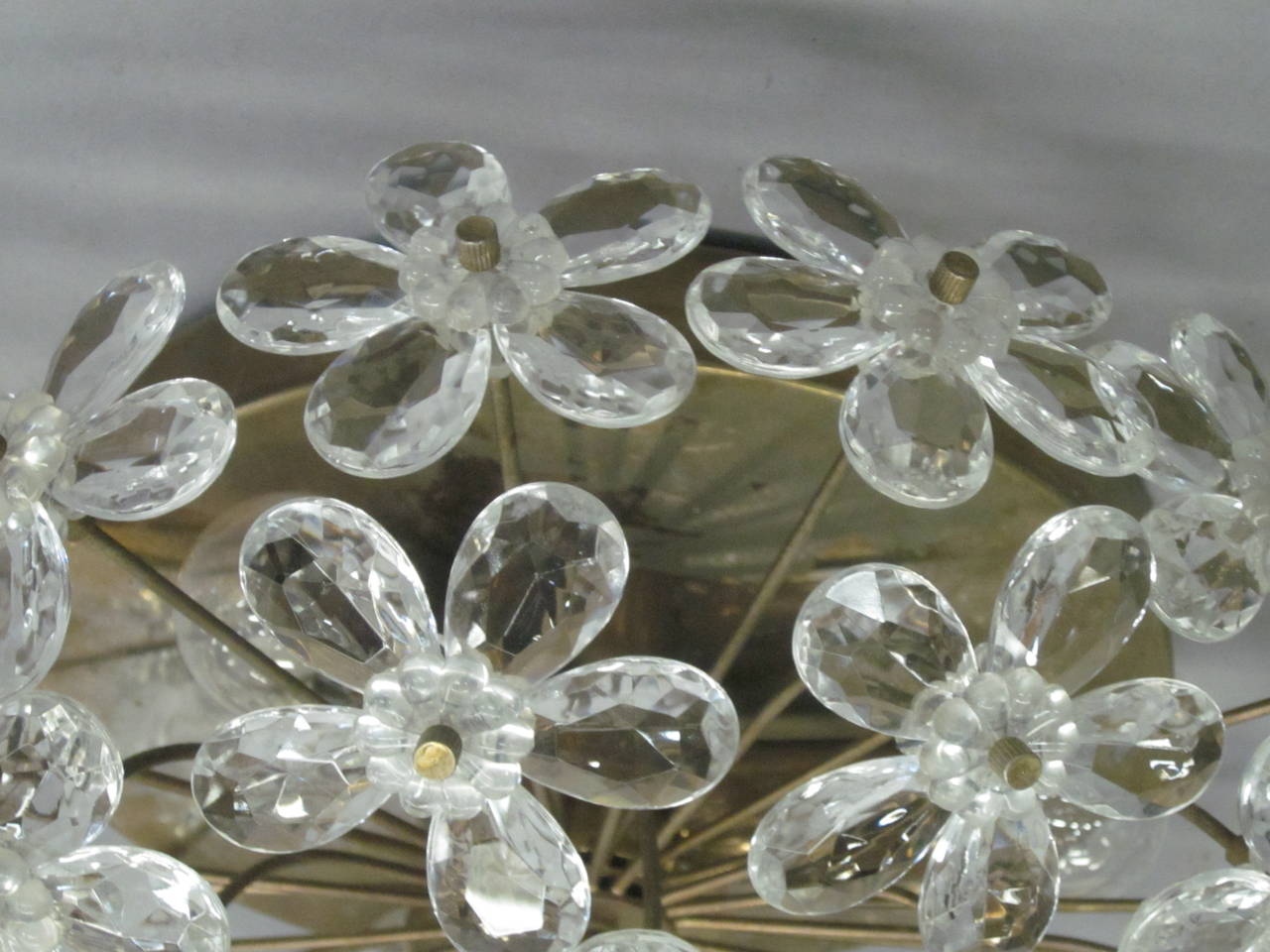 3 Italienische Murano Glas/Kristall Floral Flush Mount Armaturen aus der Mitte des Jahrhunderts im Angebot 1