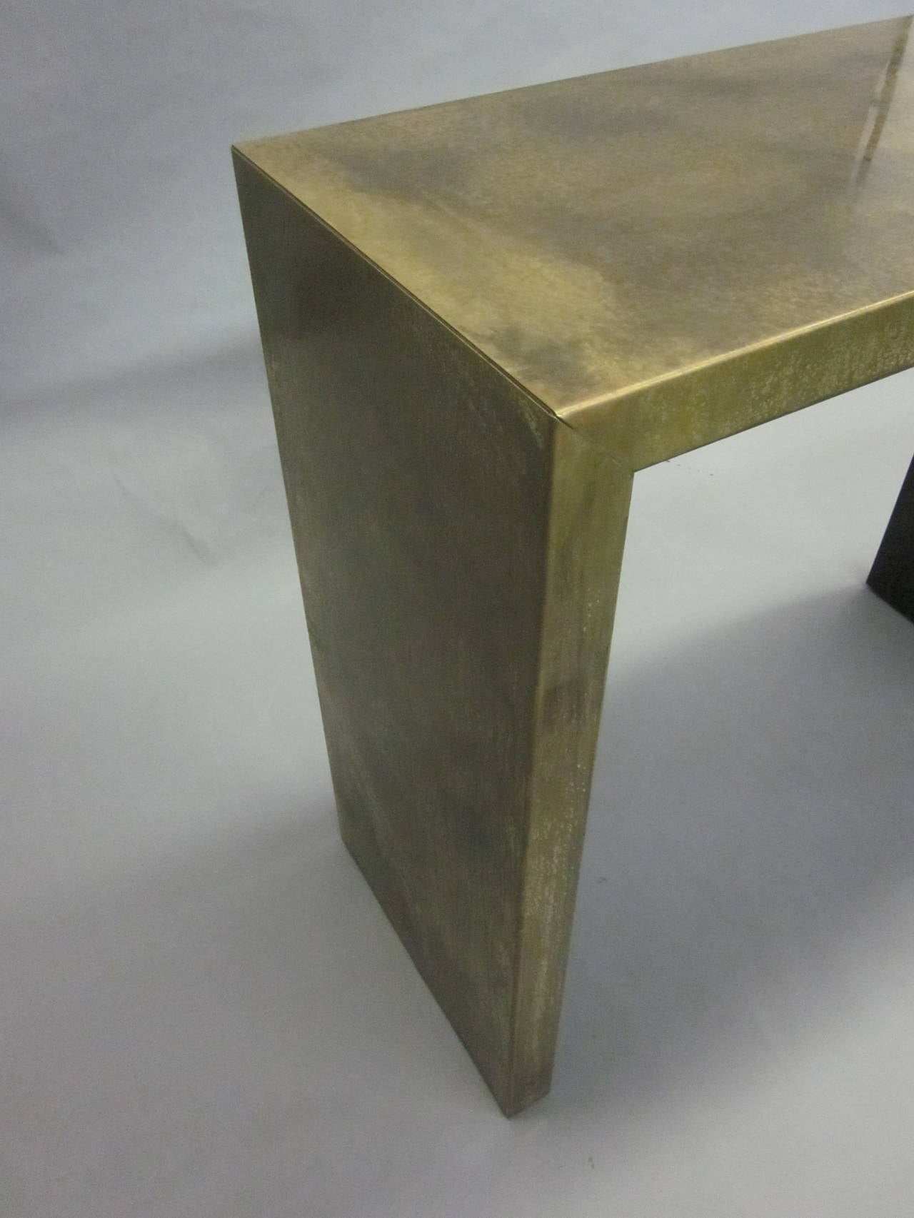 Italian Mid-Century Modern Patinated Brass Consoles, 1970 For Sale 4