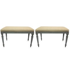 Pair of French Louis XVI Style Benches Attributed to Jansen