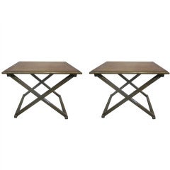 Pair of X Frame End Tables in the Manner of Jean-michel Frank