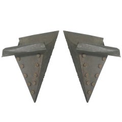 Pair of French Mid-Century Modern / Craftsman / Brutalist Wrought Iron Sconces 6