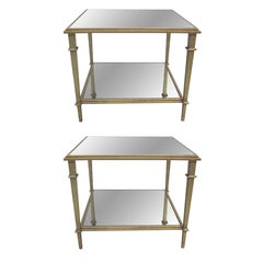 Pair of Double Level Gilt Iron End Tables in Manner of Ramsay