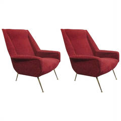Pair of Italian 1950s Lounge Chairs Attributed to Gianfranco Frattini 12