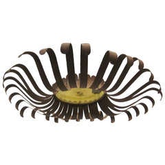 Unique Italian Rustic Sunburst Form Flush Mount / Pendant with Murano Glass 12