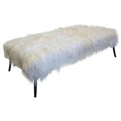 Large Long Hair Italian Mid-Century Modern Style Goatskin Bench, Ico Parisi