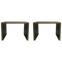 2 Italian Mid-Century Modern Patinated Brass Consoles, 1970 12