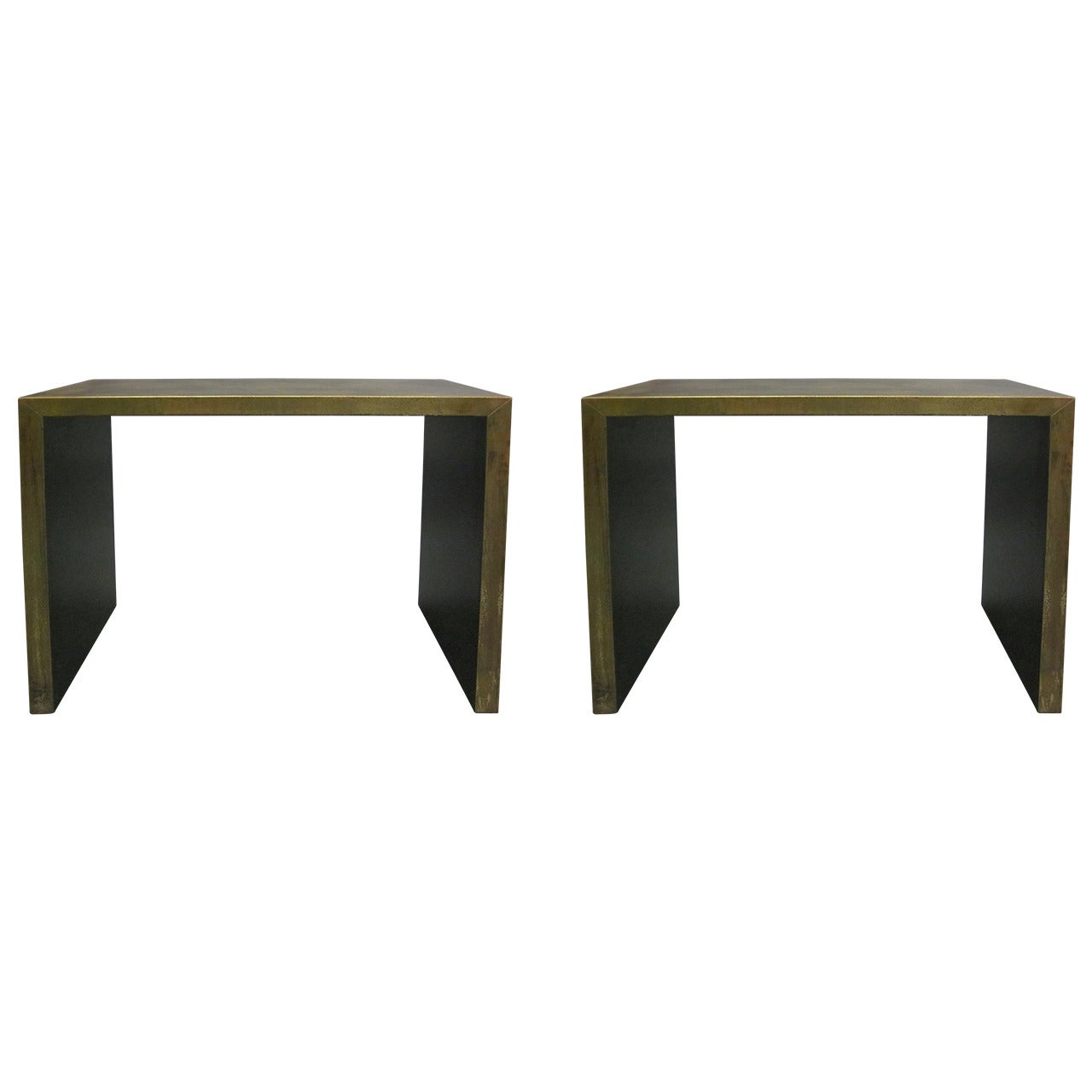 Italian Mid-Century Modern Patinated Brass Consoles, 1970 For Sale 5