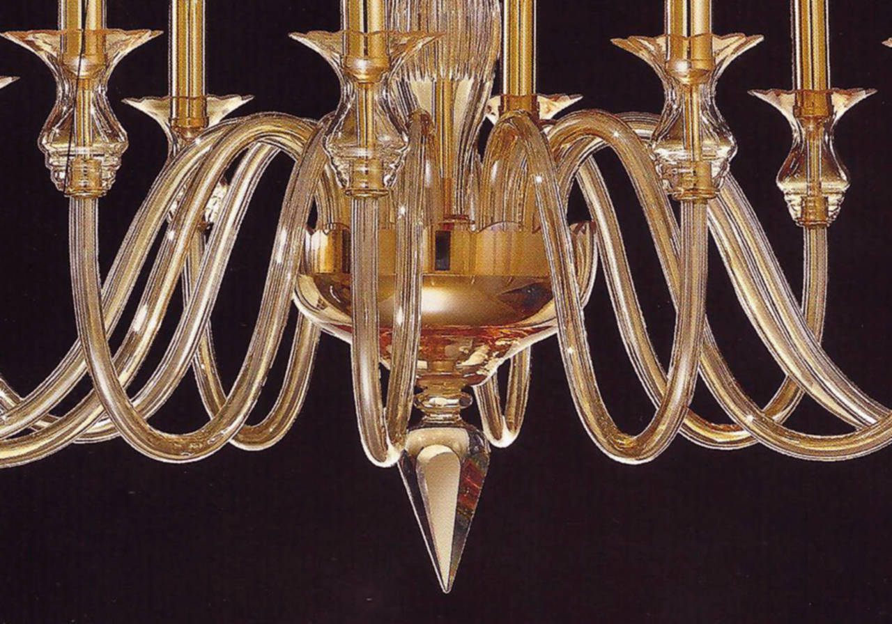Custom Modern Neoclassical Murano / Venetian Glass Double Tier Chandeliers For Sale 1