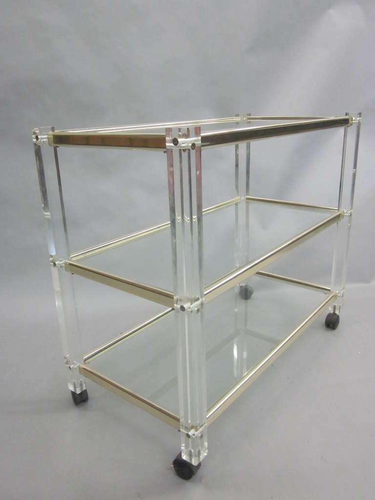 French 1970s Plexiglass Bar or Dessert Cart For Sale at 1stdibs