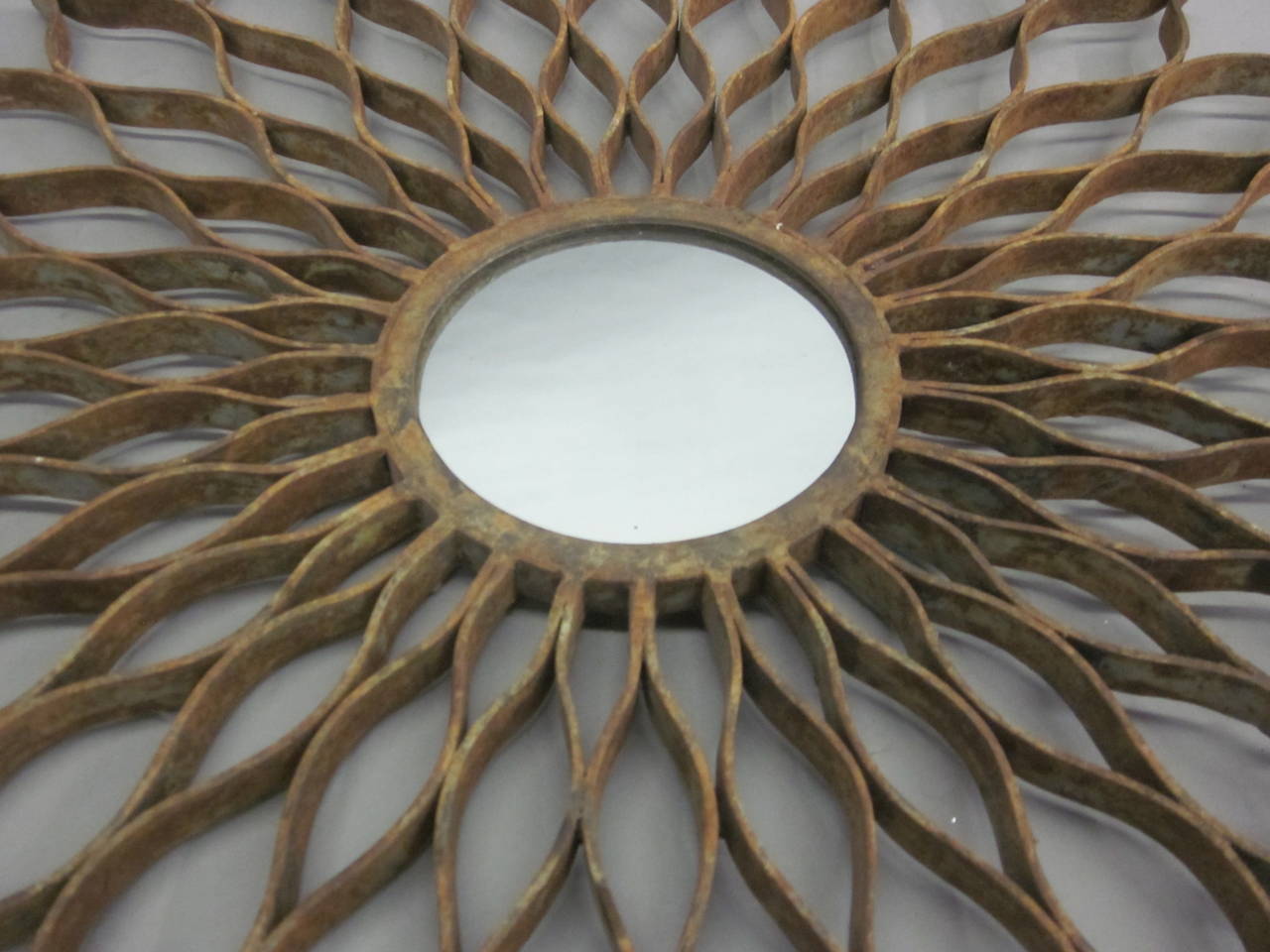 Mid-20th Century Large French Mid-Century Hand-Wrought Iron Sunburst Mirror by Raymond Subes 1930 For Sale