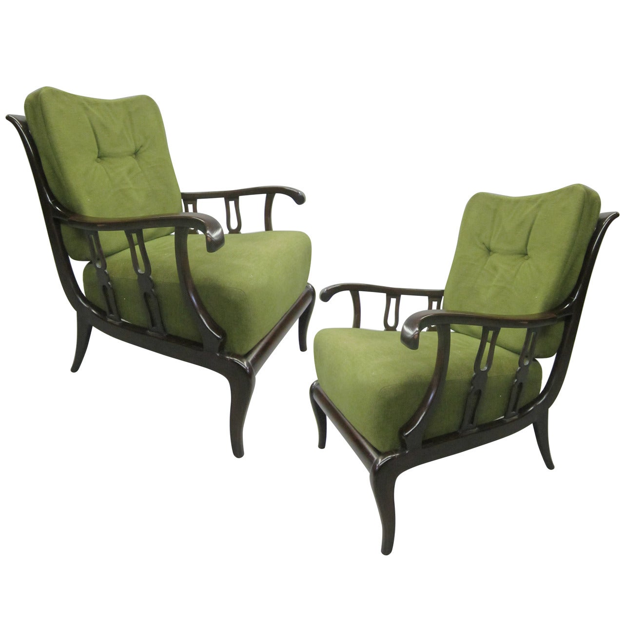 Pair of Italian Mid-Century Modern Neoclassical Lounge Chairs by Paolo Buffa