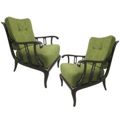 Paire de fauteuils de salon italiens néoclassiques de style mi-siècle moderne par Paolo Buffa