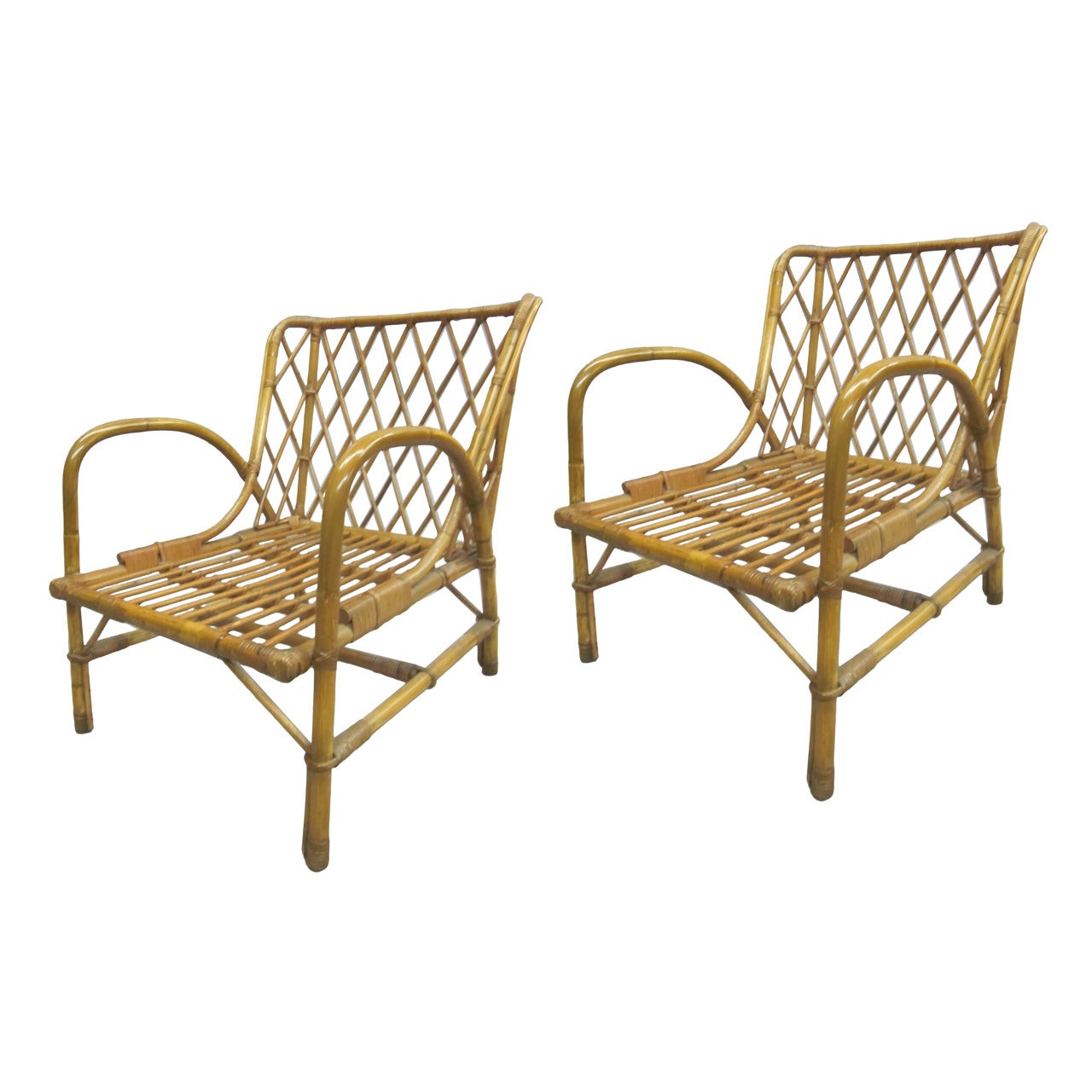 Pair of Rattan Armchairs by Jacques Quinet