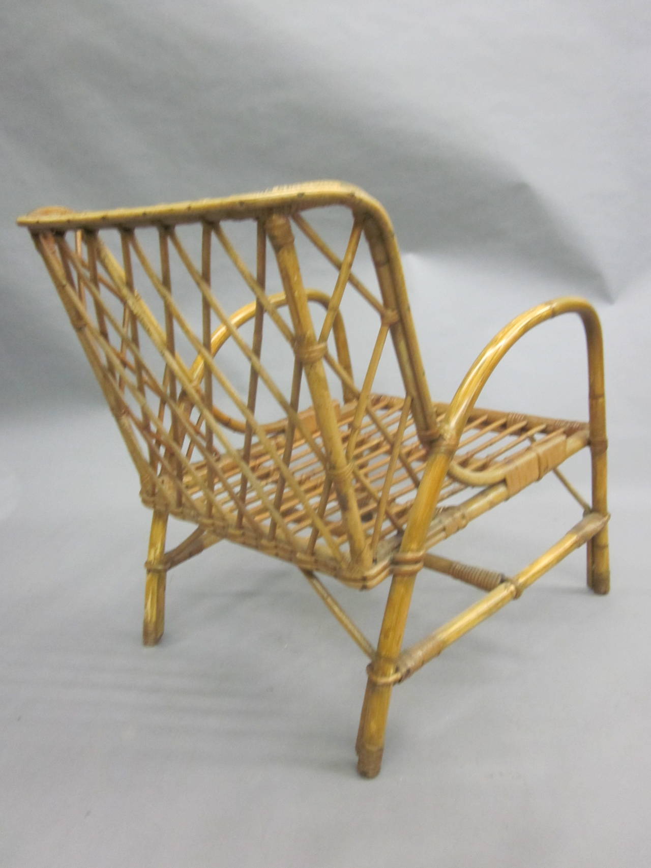 Modern Pair of Rattan Armchairs by Jacques Quinet