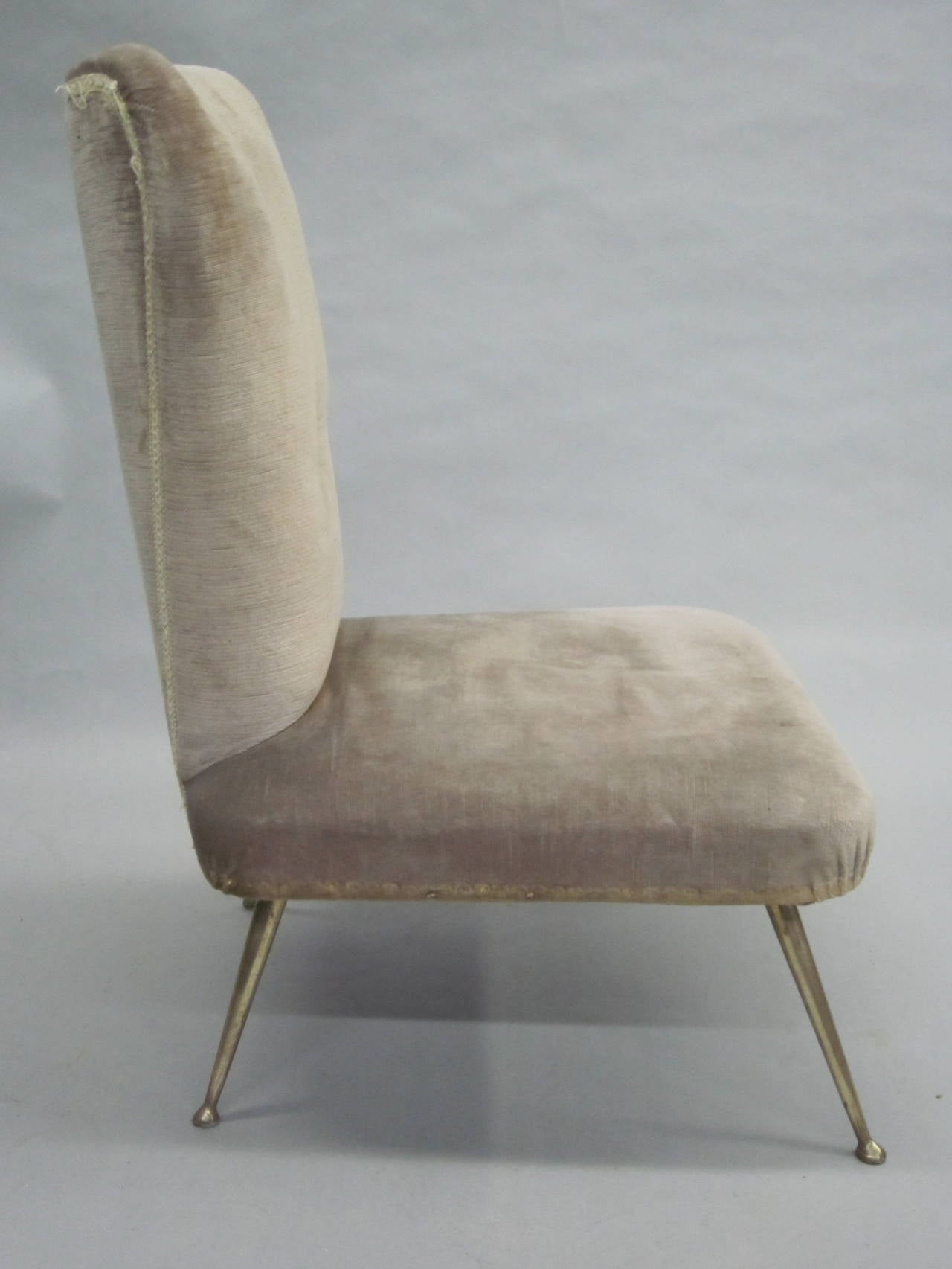 Italian Pair of Mid-Century Modern Slipper or Lounge Chairs Attributed to Marco Zanuso For Sale