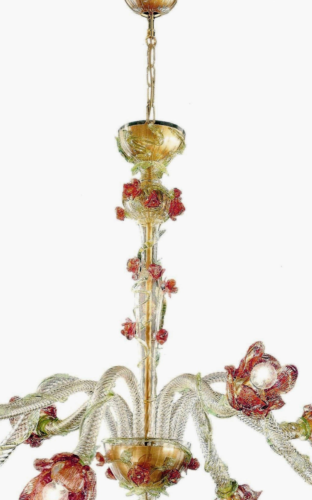 20th Century Italian Midcentury Floral Venetian / Murano Glass Chandelier For Sale