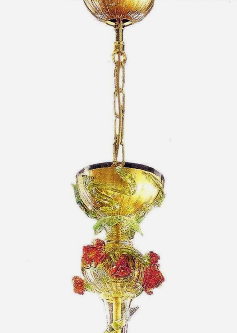 Italian Midcentury Floral Venetian / Murano Glass Chandelier For Sale 2