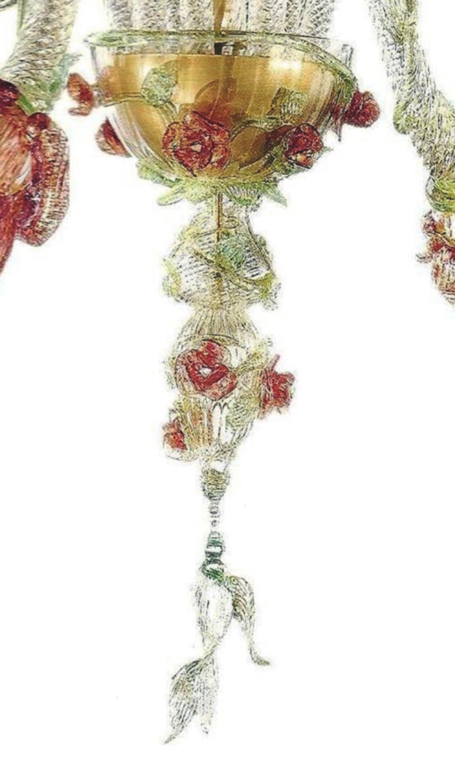 Italian Midcentury Floral Venetian / Murano Glass Chandelier In Excellent Condition For Sale In New York, NY