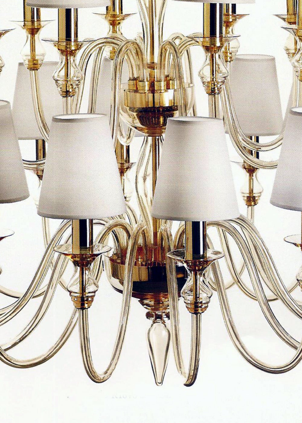 Mid-Century Modern Modern Neoclassical Double-Tier Murano Glass Chandelier For Sale
