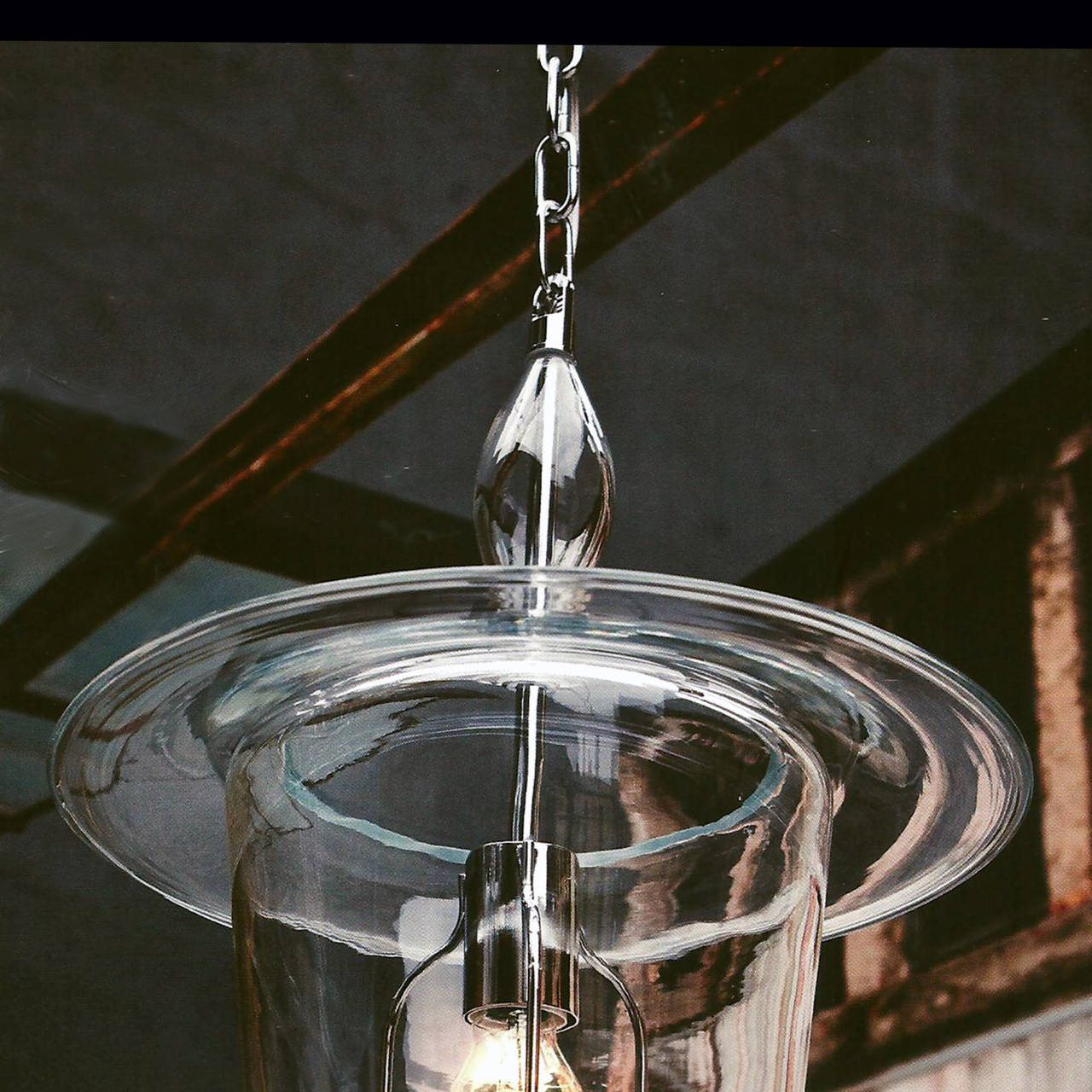 Mid-Century Modern Four Clear Hand Blown Venetian or Murano Glass Lanterns or Pendants, Venini For Sale