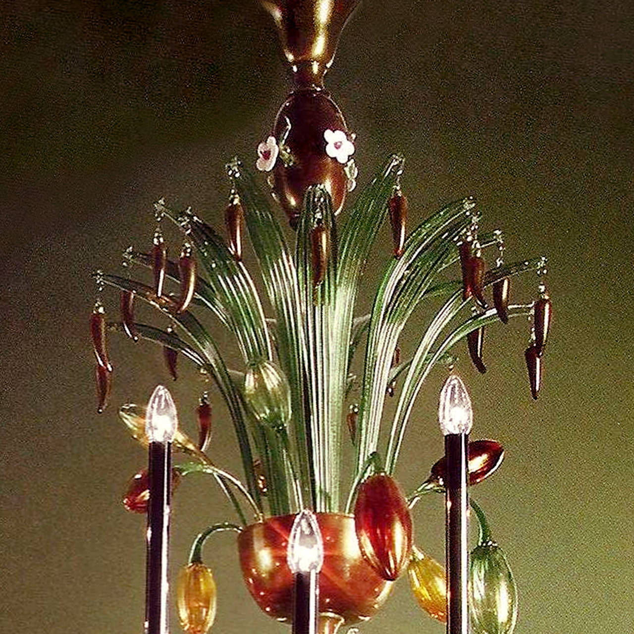 Mid-Century Modern Very Large Multi-Color Hand Blown Murano / Venetian Glass Chandelier For Sale