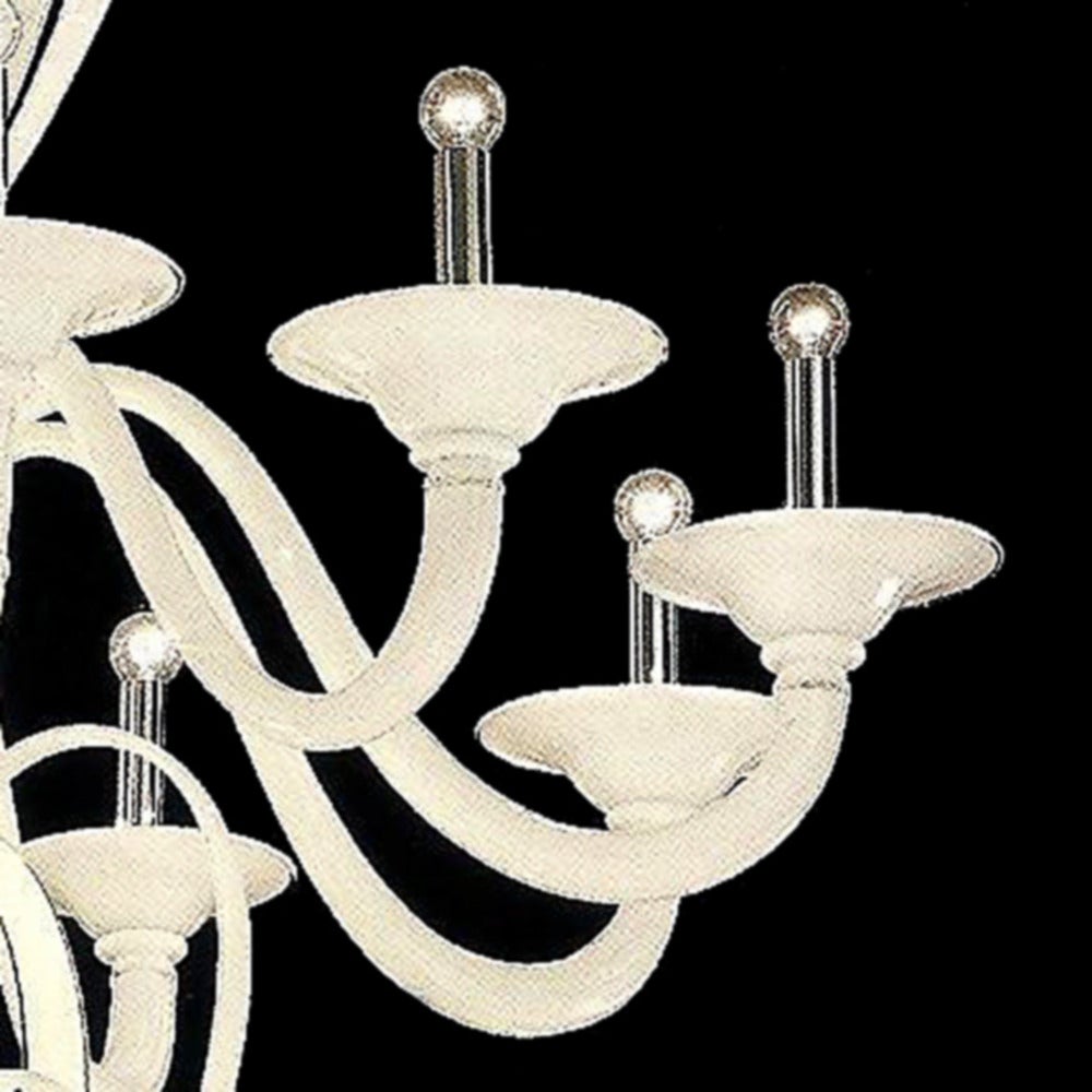 20th Century Monumental Mid-Century Modern Neoclassic White Murano /Venetian Glass Chandelier For Sale