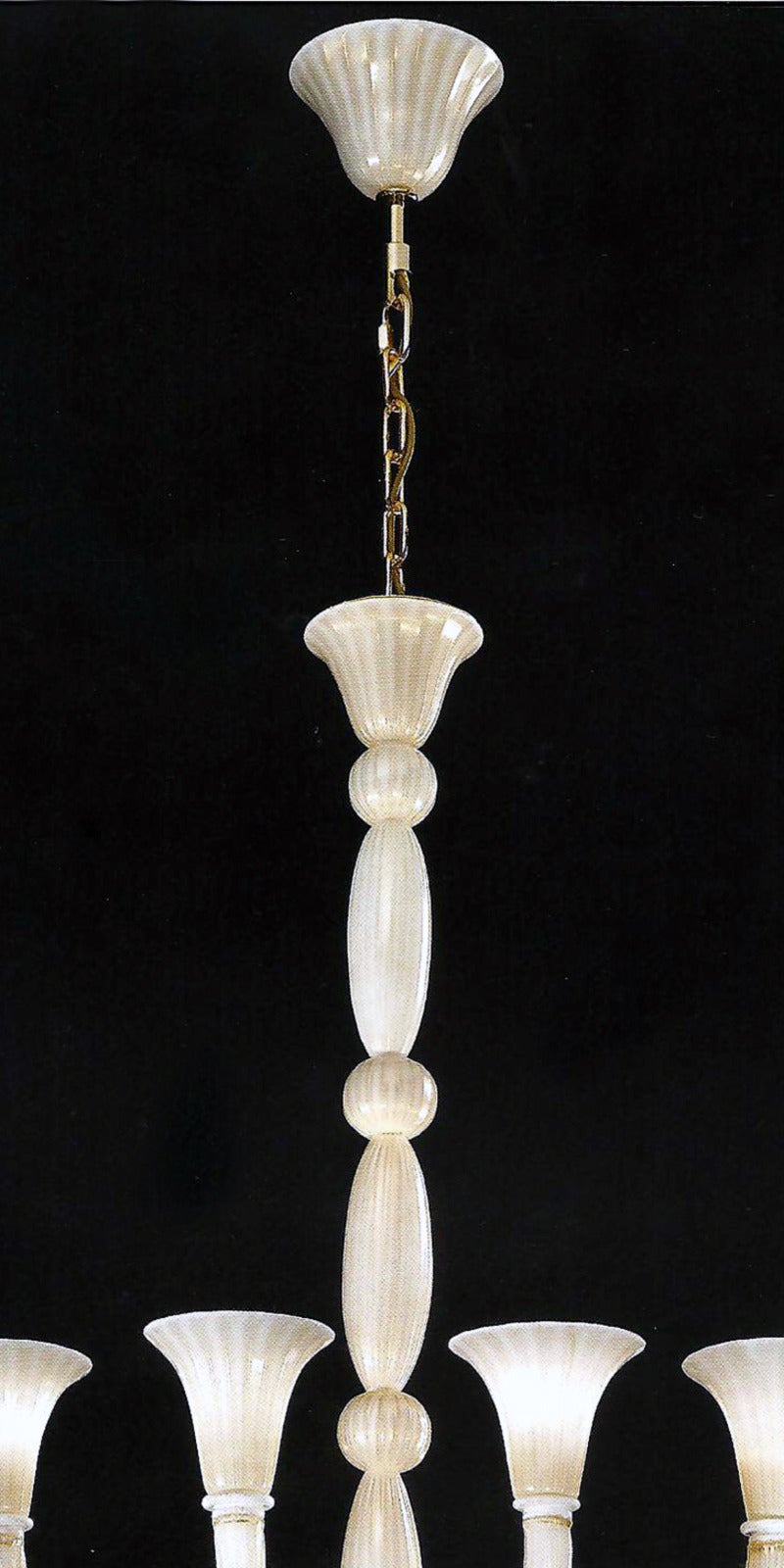 XX secolo Lampadari italiani moderni neoclassici soffiati a mano in vetro di Murano bianco e oro in vendita
