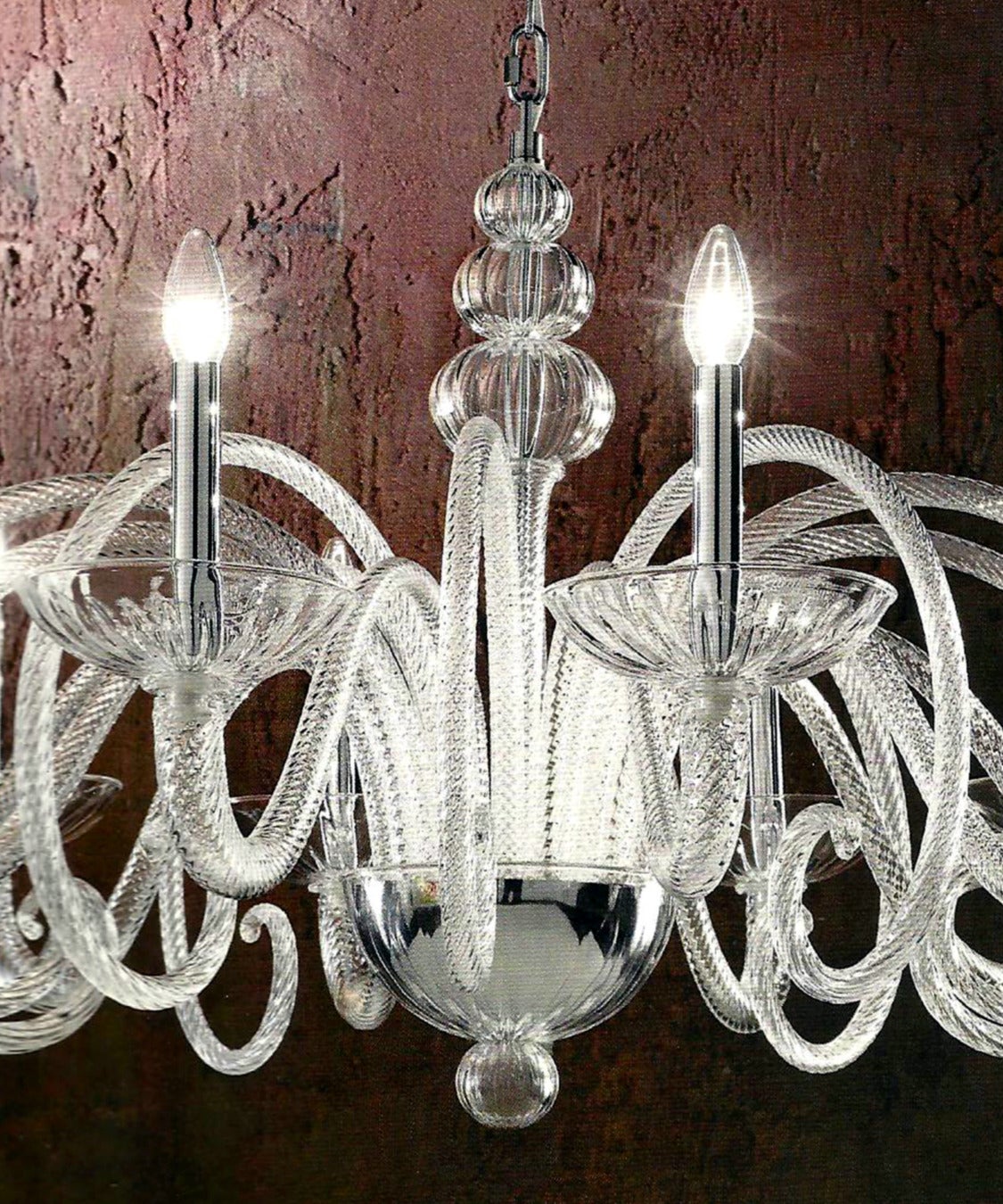 20th Century Large Italian MId-Century Modern Ten-Arm Murano / Venetian  Glass Chandelier For Sale