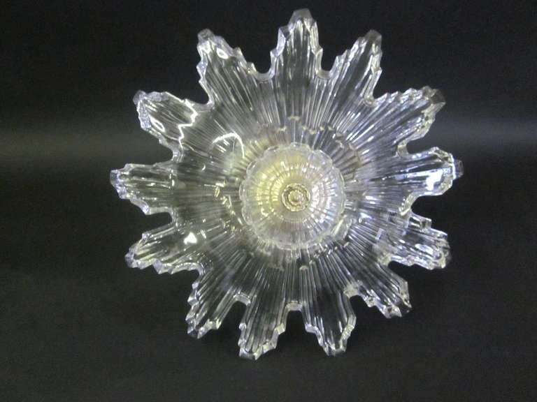 Rare Pair of Cut Crystal Starburst Fixtures / Pendants Attributed to Baccarat