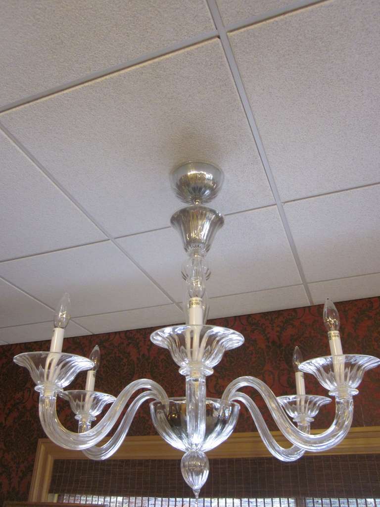 Mid-Century moderno 2 lampadari italiani in vetro trasparente di Murano / Venezia nello stile di Venini in vendita