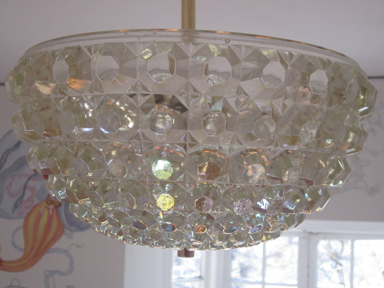 20th Century 2 Austrian Mid-Century Modern Cut Crystal Pendant or Chandelier Bakalowits Sohne For Sale