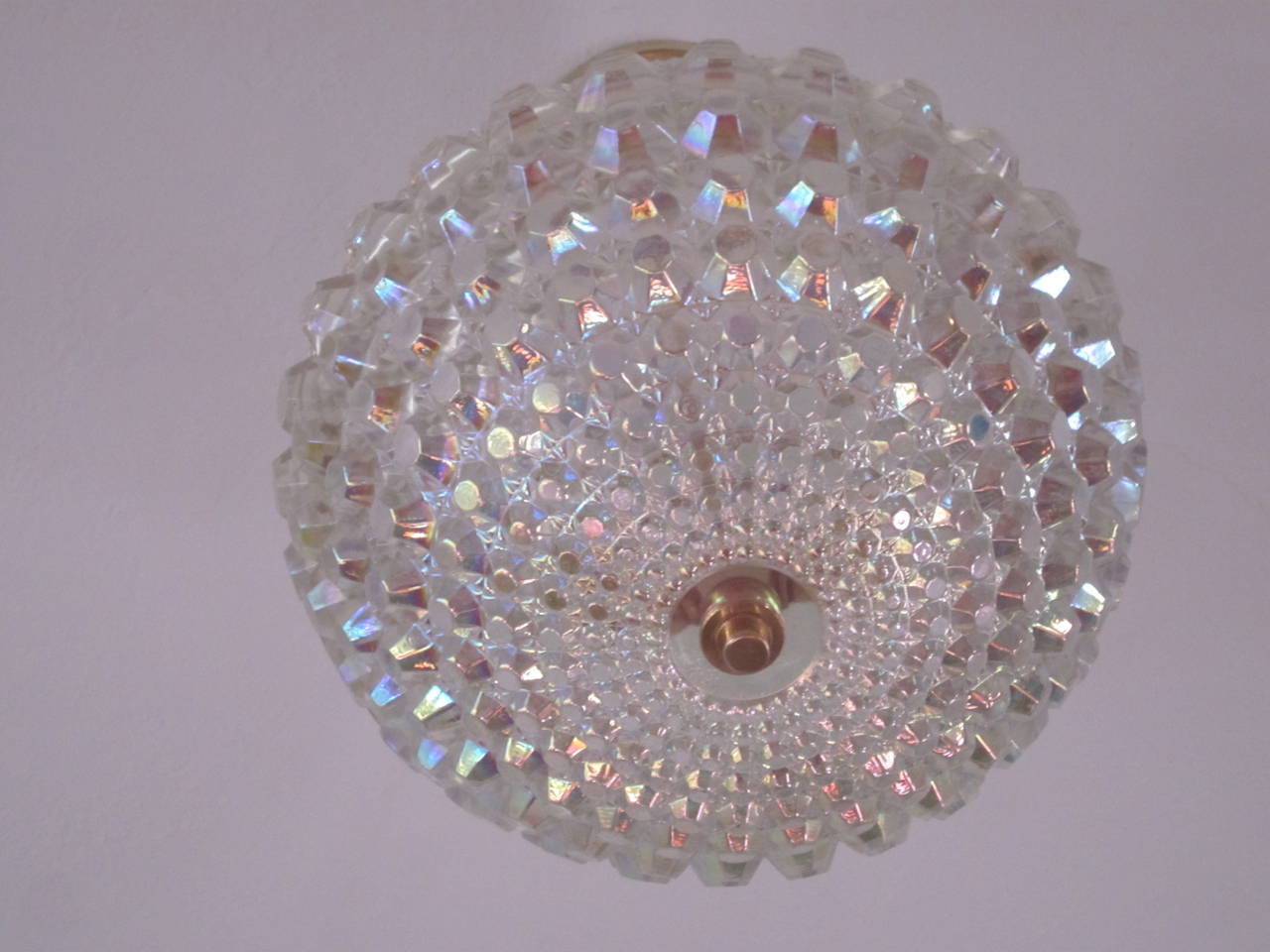 Brass 2 Austrian Mid-Century Modern Cut Crystal Pendant or Chandelier Bakalowits Sohne For Sale