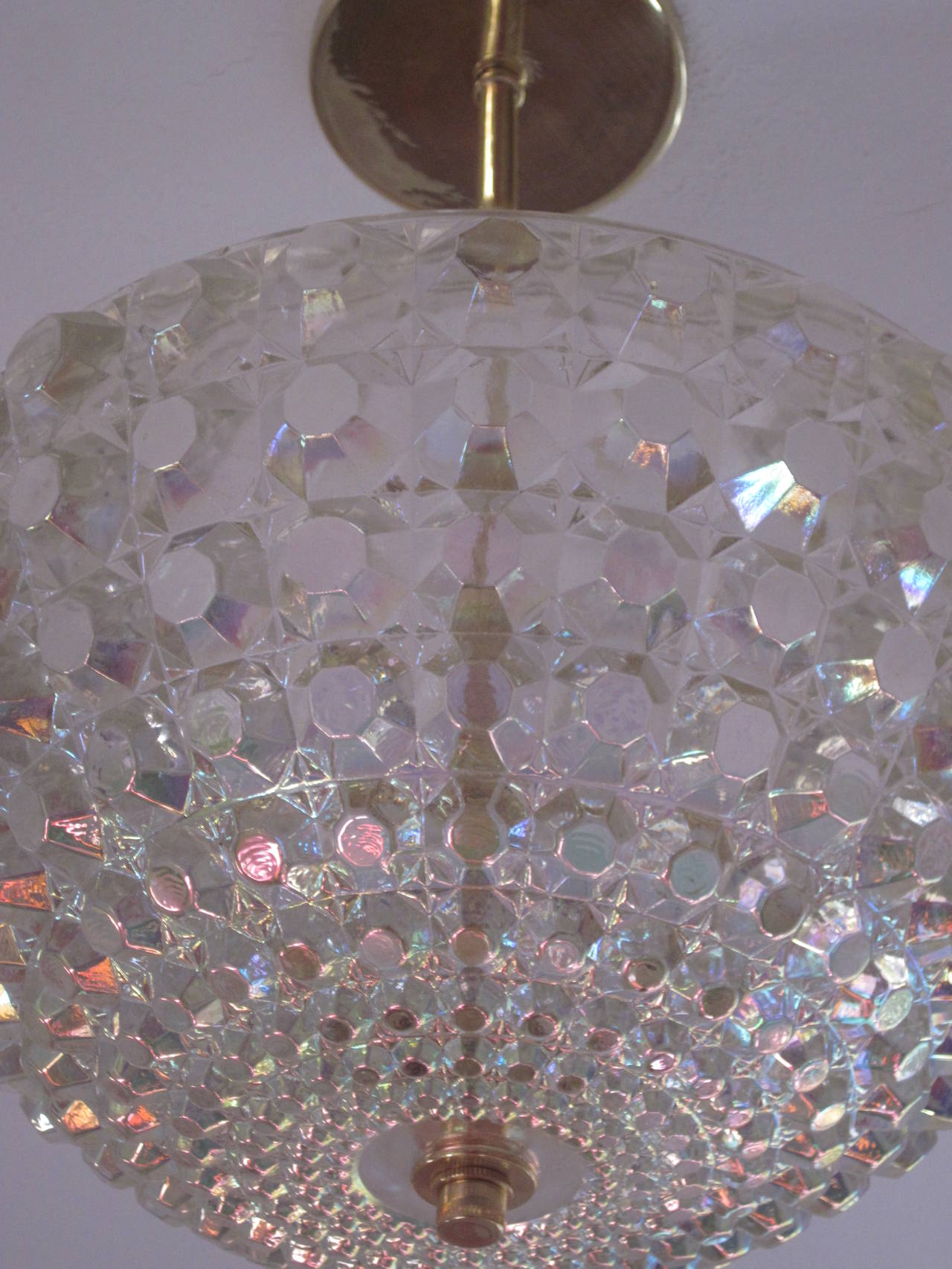 Hand-Crafted 2 Austrian Mid-Century Modern Cut Crystal Pendant or Chandelier Bakalowits Sohne For Sale