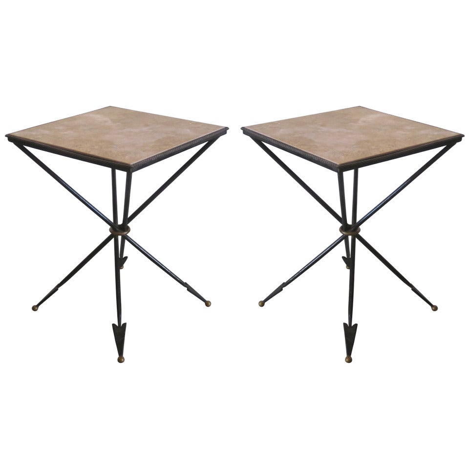 Pair of French 1940s Style Modern Neoclassical Gueridons / Side Tables