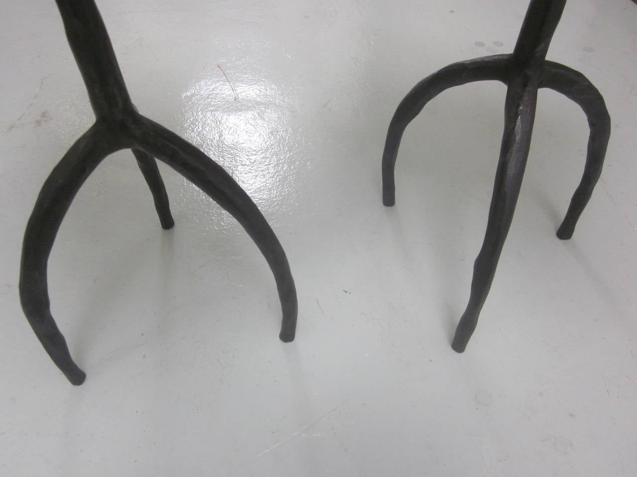 Pair of French Hand-Hammered Iron Tables Attributed to Diego Giacometti 1