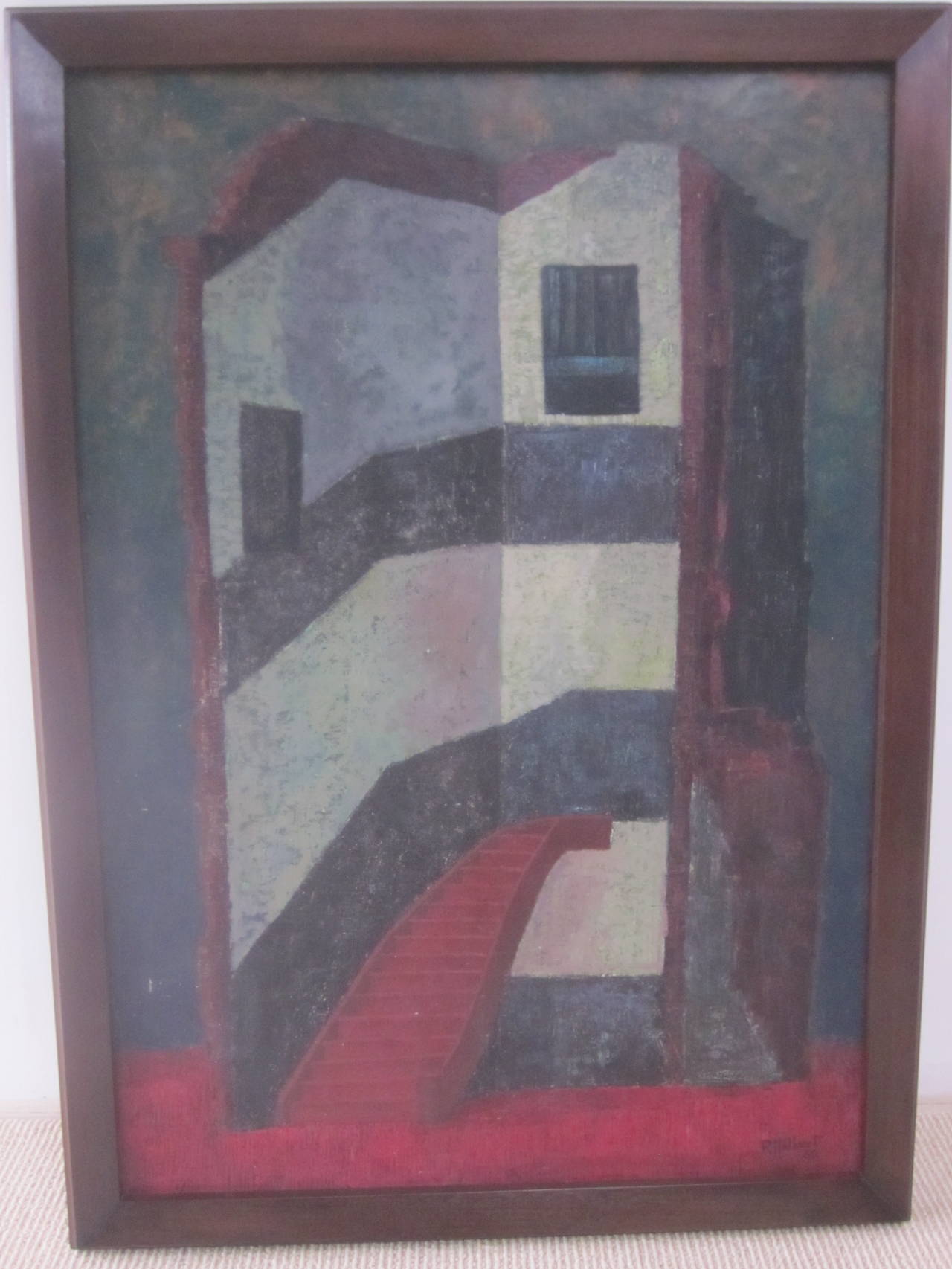 Modern Metaphysical Painting by Roger Hullaert, Belgium, 1932-1988 For Sale