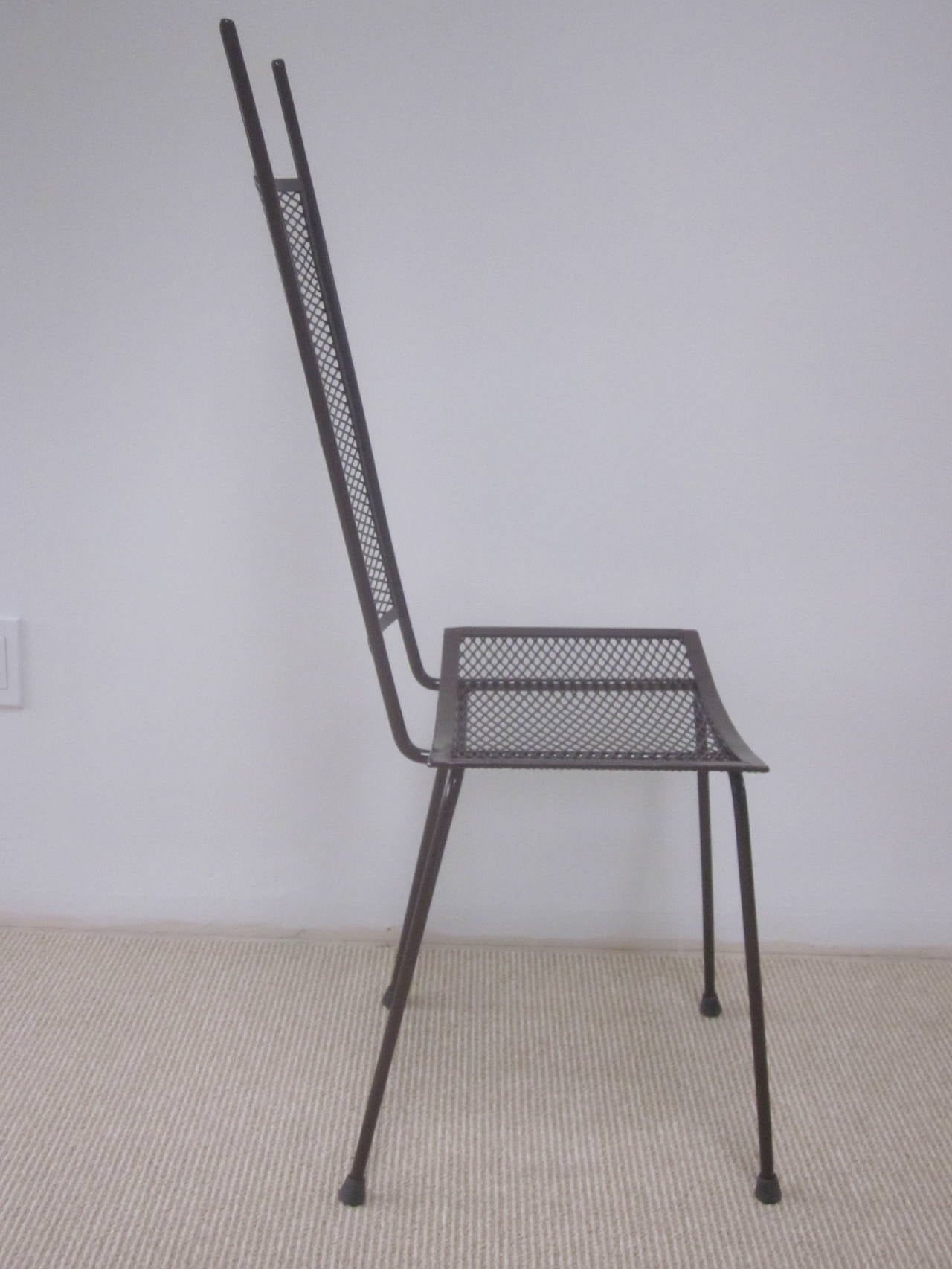 Chaise de bureau/chaise d'appoint en fer transparent de style artisanal moderne du milieu du siècle dernier en vente 1