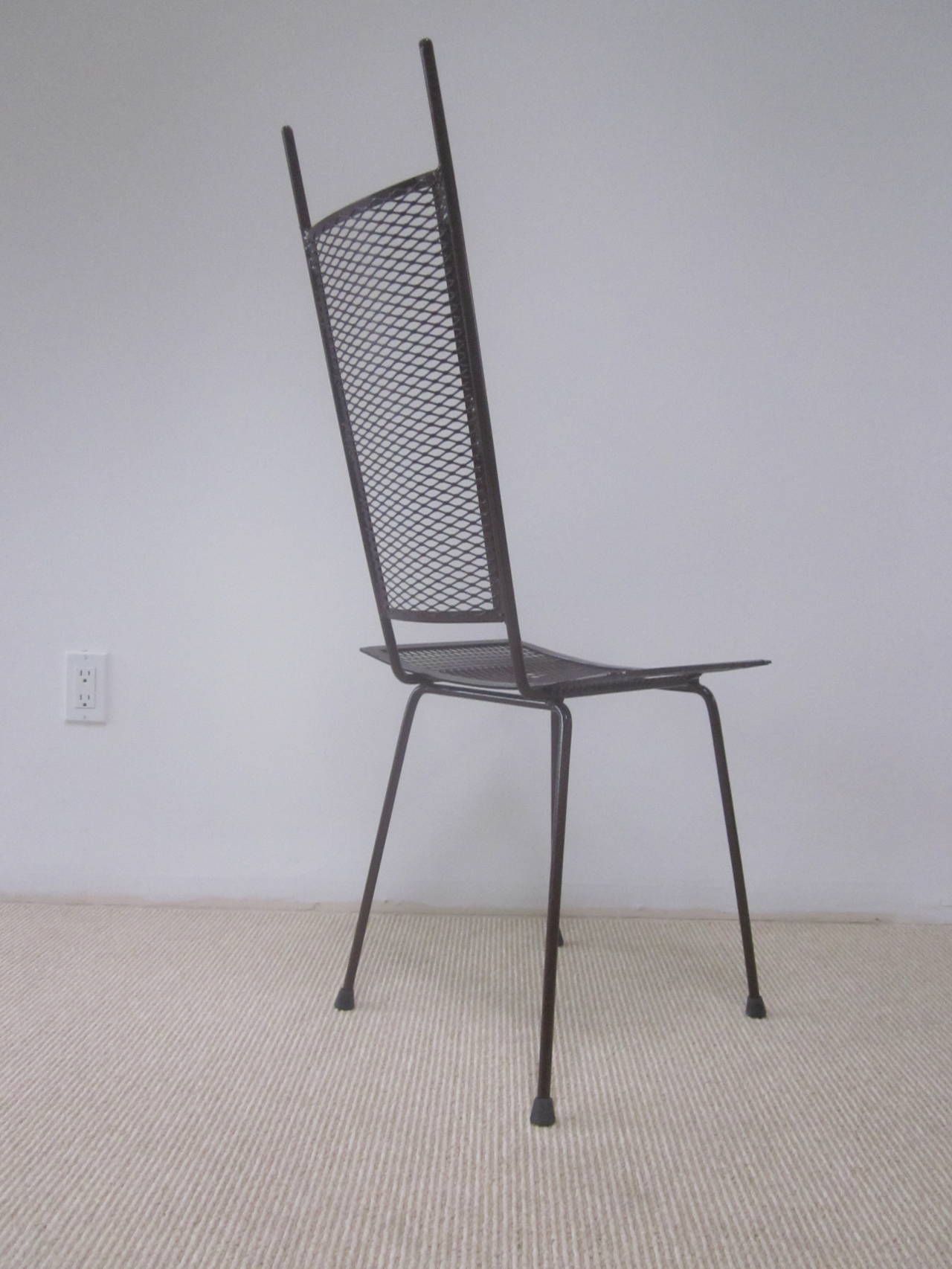 Chaise de bureau/chaise d'appoint en fer transparent de style artisanal moderne du milieu du siècle dernier en vente 2