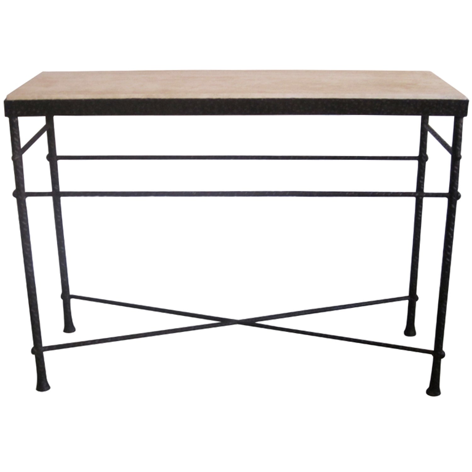 French Mid-Century Modern Style Hand-Hammered Iron Console, Manner of  Giacometti For Sale at 1stDibs