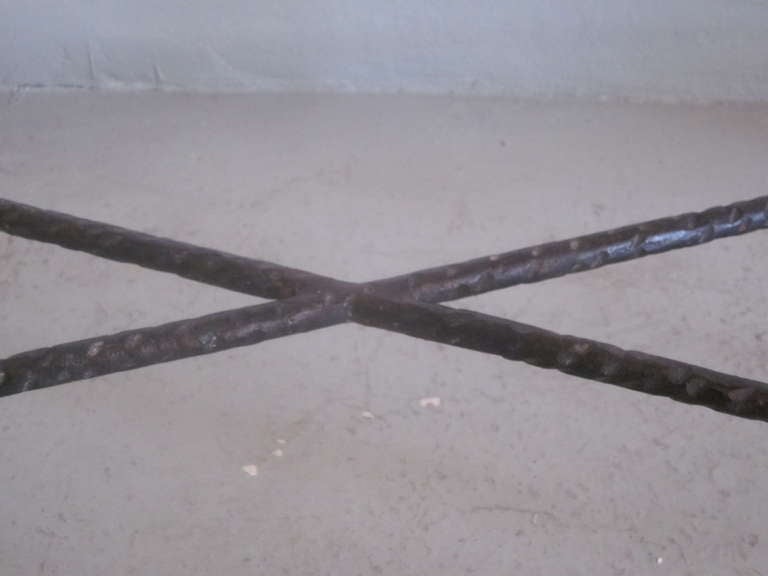 Wrought Iron French Mid-Century Modern Style Hand-Hammered Iron Console, Manner of Giacometti For Sale