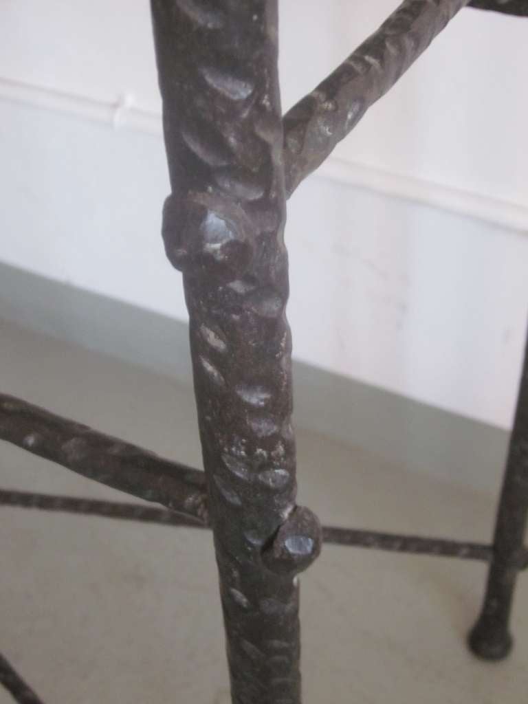 French Mid-Century Modern Style Hand-Hammered Iron Console, Manner of Giacometti For Sale 1