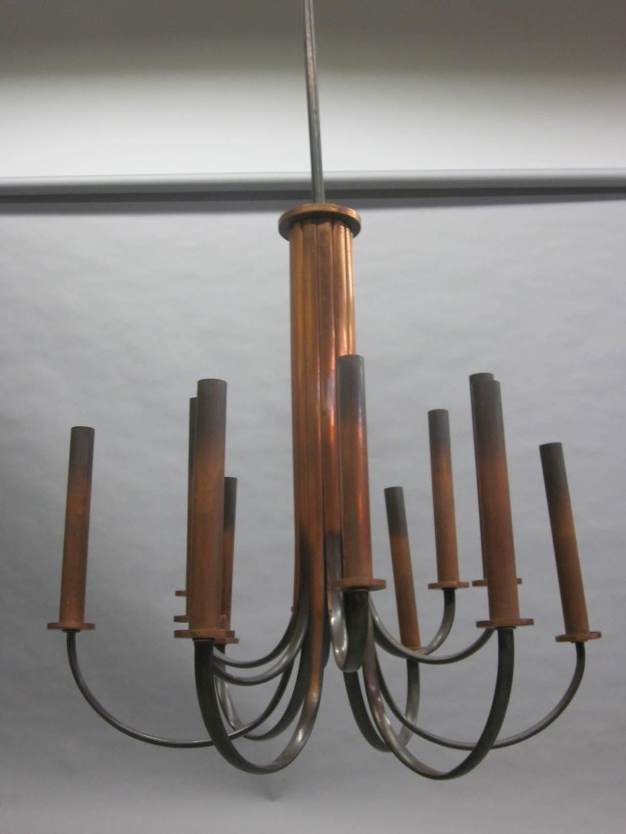 Mid-20th Century Sober French 30's Modern Neoclassical Chandelier