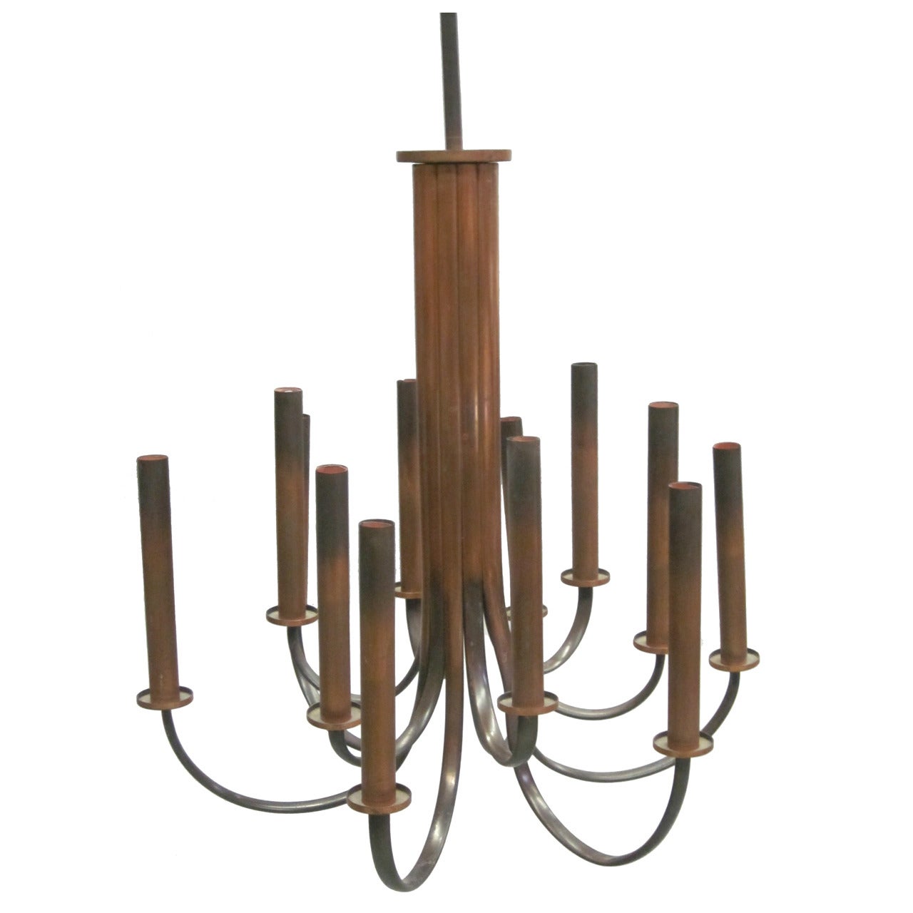 Sober French 30's Modern Neoclassical Chandelier