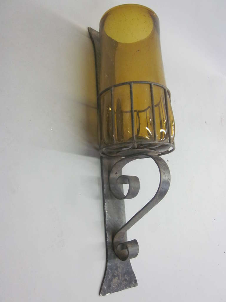amber glass wall sconce