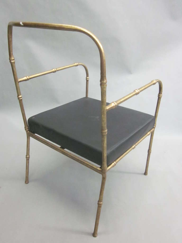 20th Century Pair of French Mid-Century Modern Faux Bamboo Armchairs, Style Jacques Adnet For Sale