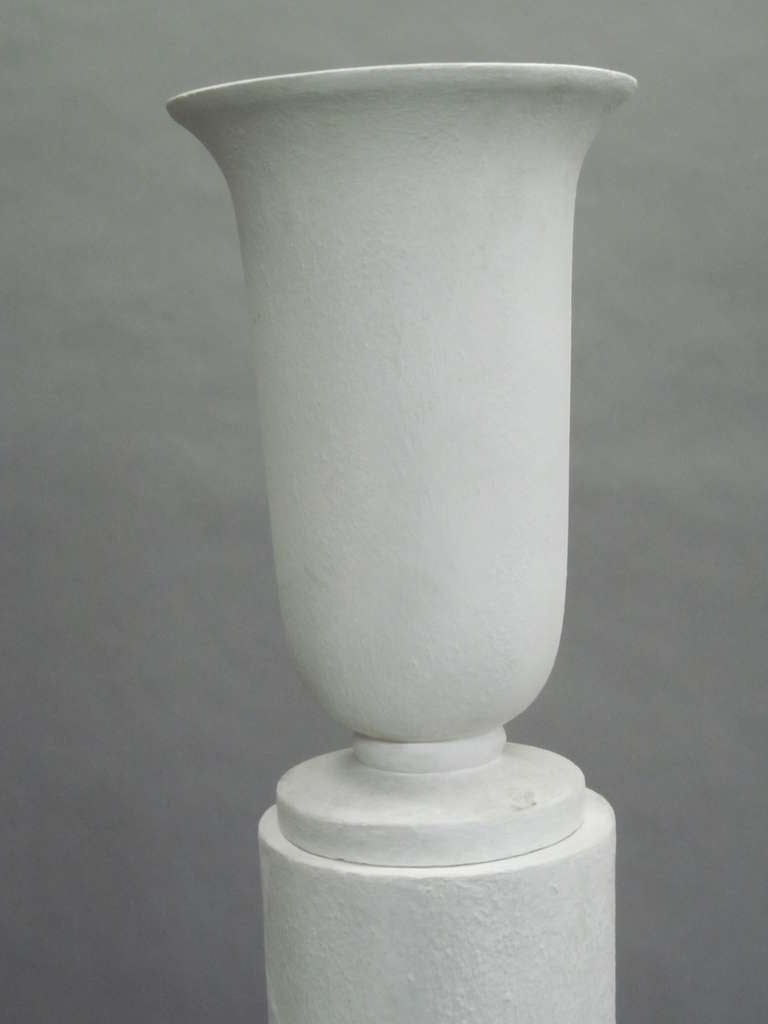 Pair French Mid-Century Modern Plaster Column Floor Lamps Attr. Louis Sue, 1930 For Sale 1