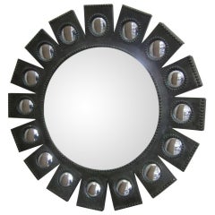 Exquisite French Mid-Century Modern 'Sunburst' Mirror in Style of Line Vautrin