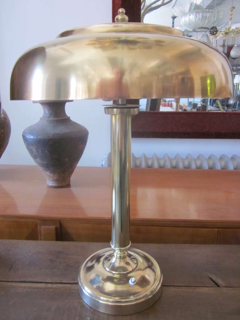 French Mid-Century Modern Neoclassical Brass Desk Lamp in style of Andre Arbus In Good Condition In New York, NY