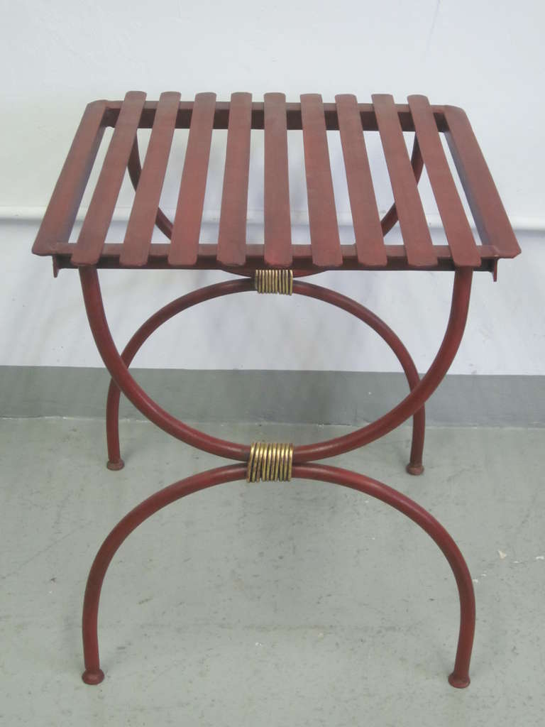 Mid-Century Modern 2 Pairs French Modern Neoclassical Iron Side Tables, Luggage Racks, Benches 1940 For Sale